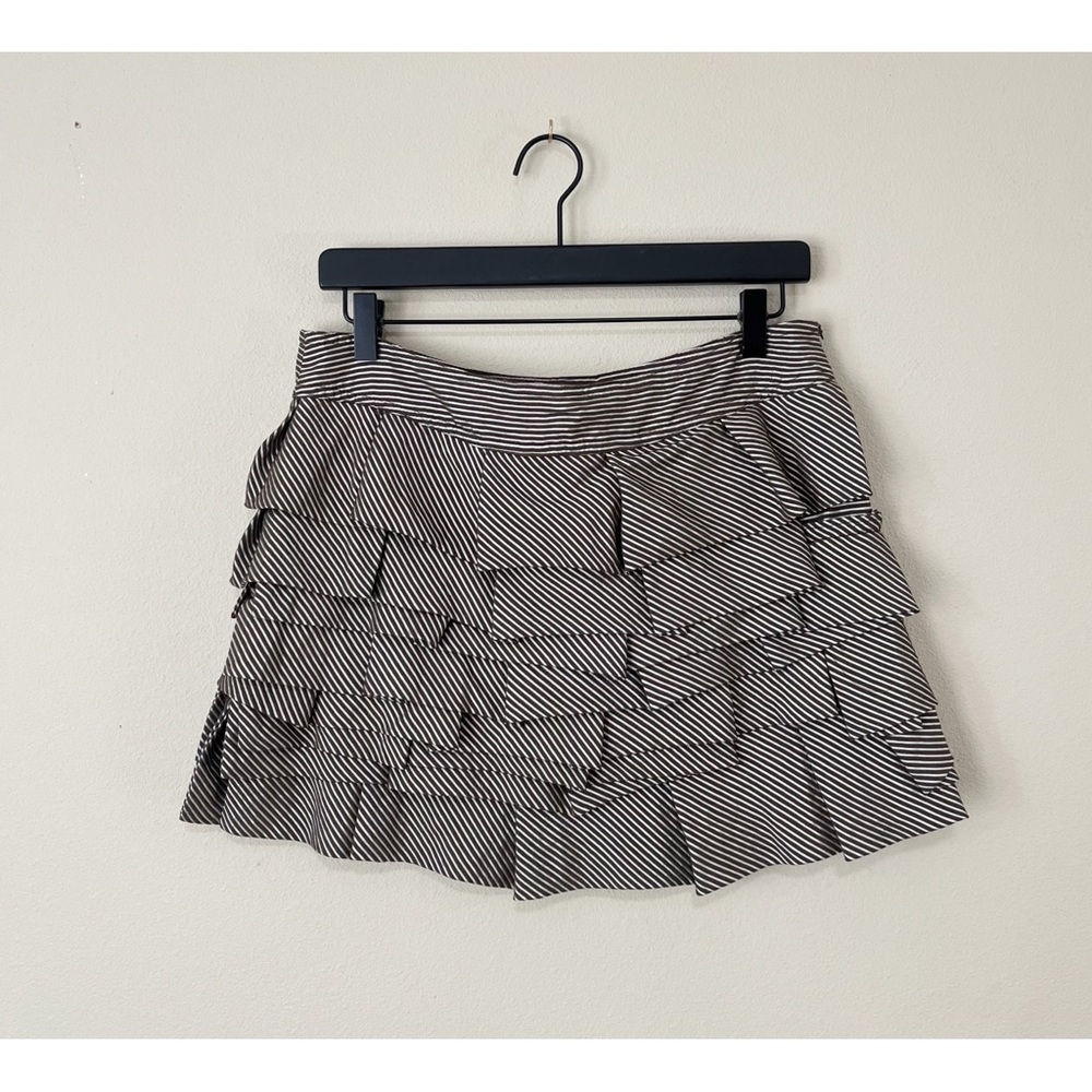 Sarah Striped Black and White Ruffle Mini Skirt